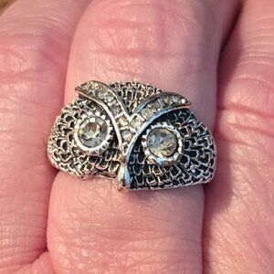 🦉 Owl Statement Ring | Silver-Plated | Zirconia Eyes | Size 8.5–9